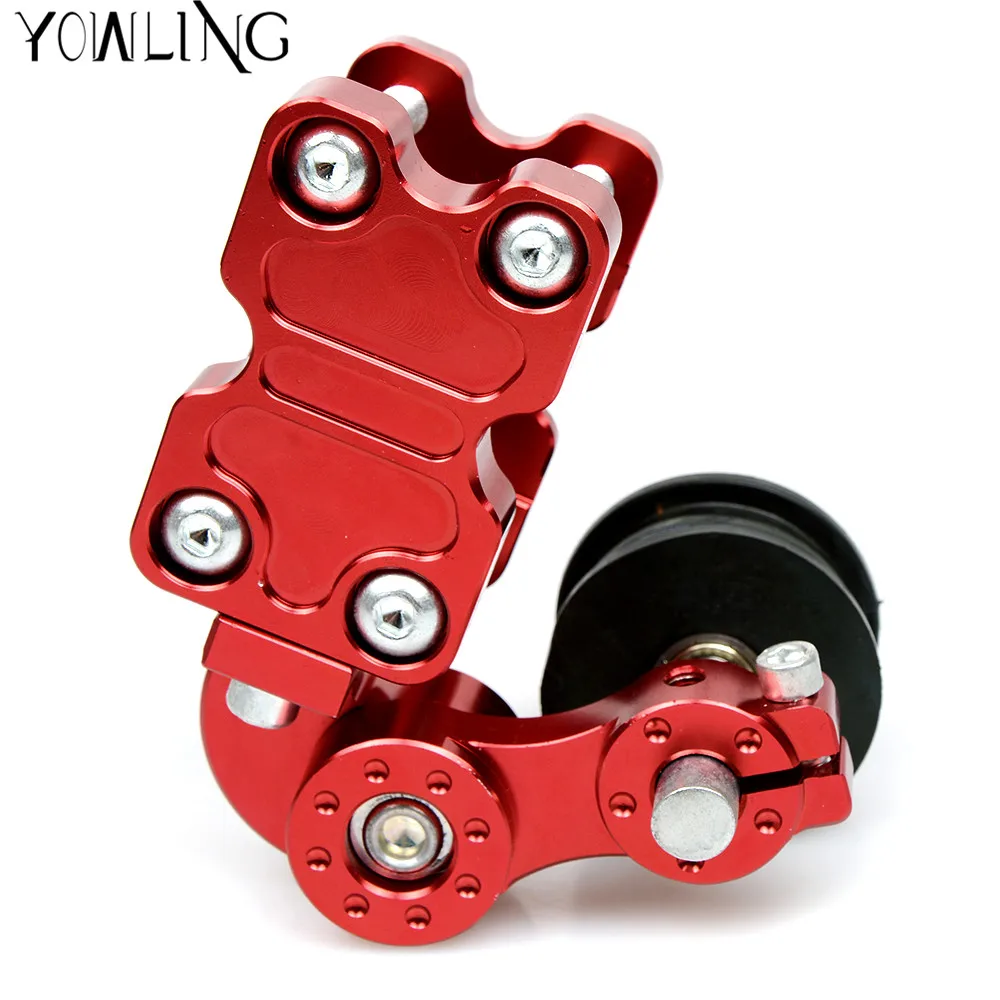 Мотоцикл Алюминиевый натяжитель цепи РЕГУЛИРОВОЧНЫЙ БОЛТ на ролике регулировка для yamaha ktm Honda CB650F CB1000R CBR 600f4i CB400 - Цвет: Красный