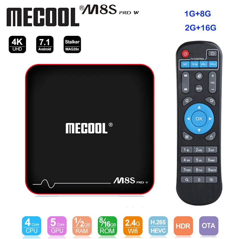 

Mecool M8S PRO W Android 7.1 Smart TV Box Amlogic S905W Quad Core H265 3D HD 1/2GB RAM DDR4 8/16GB TV Box 4K Wifi Media Player
