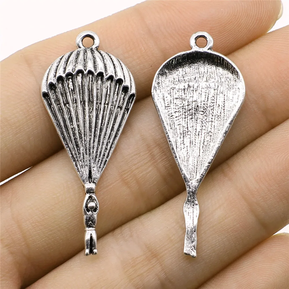 

WYSIWYG 5pcs Charms Parachute 17x41mm Antique Silver Pendant Parachute Charms For Jewelry Making Jewelry Findings