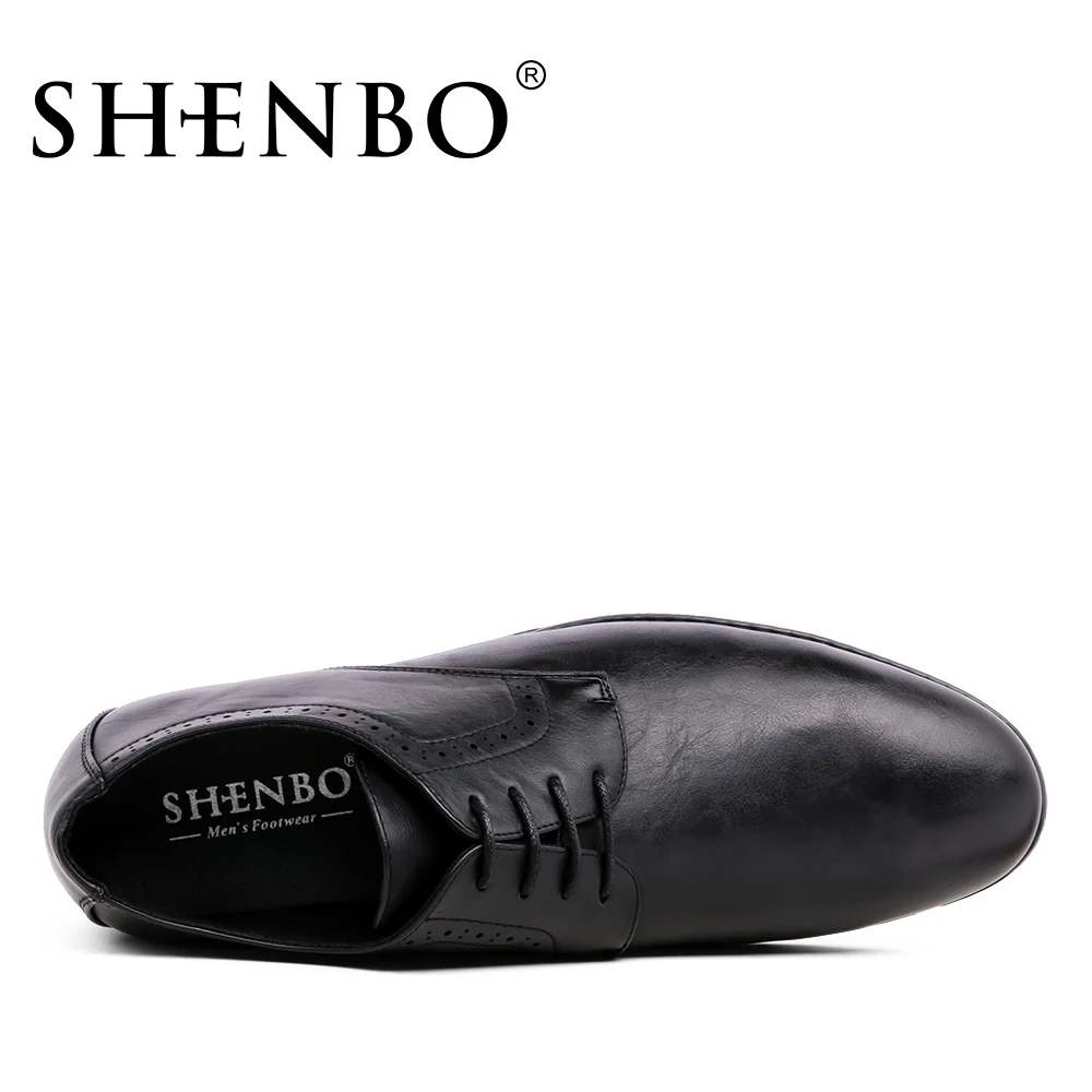 Бренд shenbo классические простые Стиль Мужские модельные туфли модные резные Для