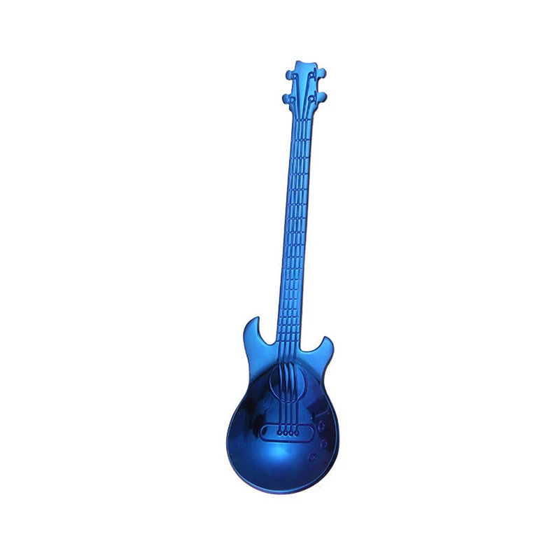 Multipurpose Rainbow Guitar Shape Coffee Creative Spoons Stainless Steel Mixing Scoop Tea Cold Drink Spoon Drinkware