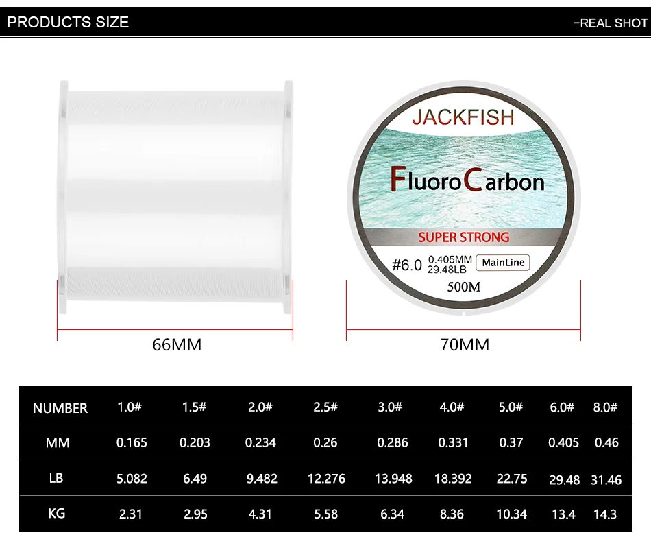 JACKFISH 500 м фторуглеродная рыболовная леска 5-30LB супер сильная брендовая основная леска прозрачная рыболовная леска pesca