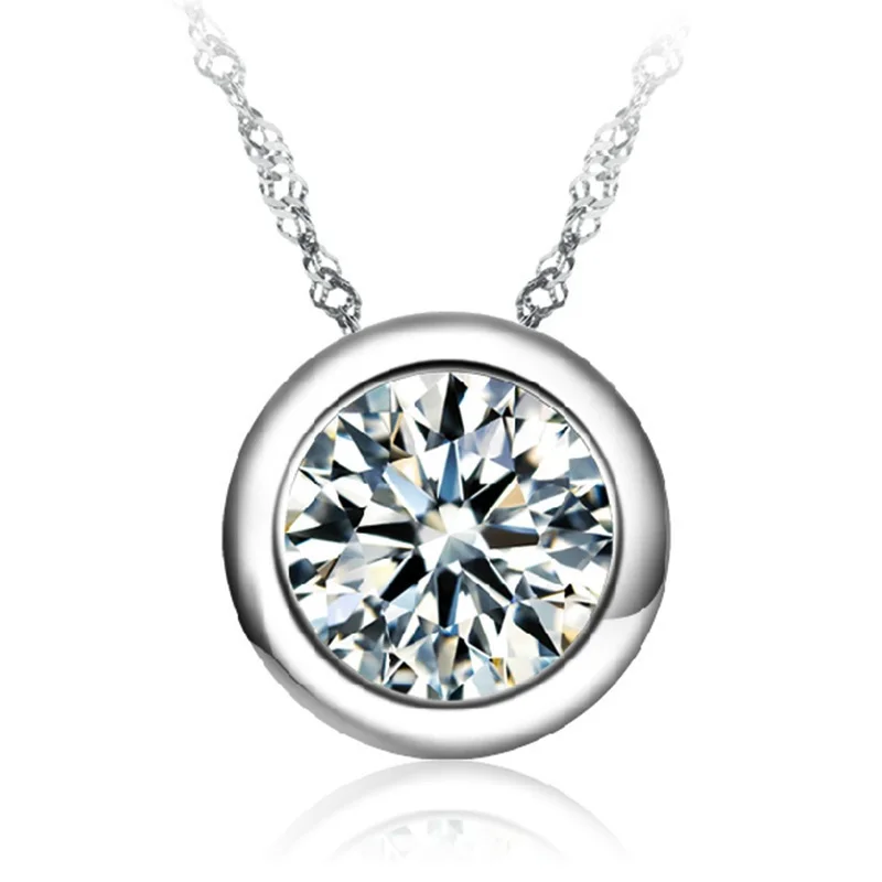 

2019 New Fashion White Purple AAA Zircon Round Pendant For Women Ladies Girls Birthday Party Gifts Jewelry Wholesale