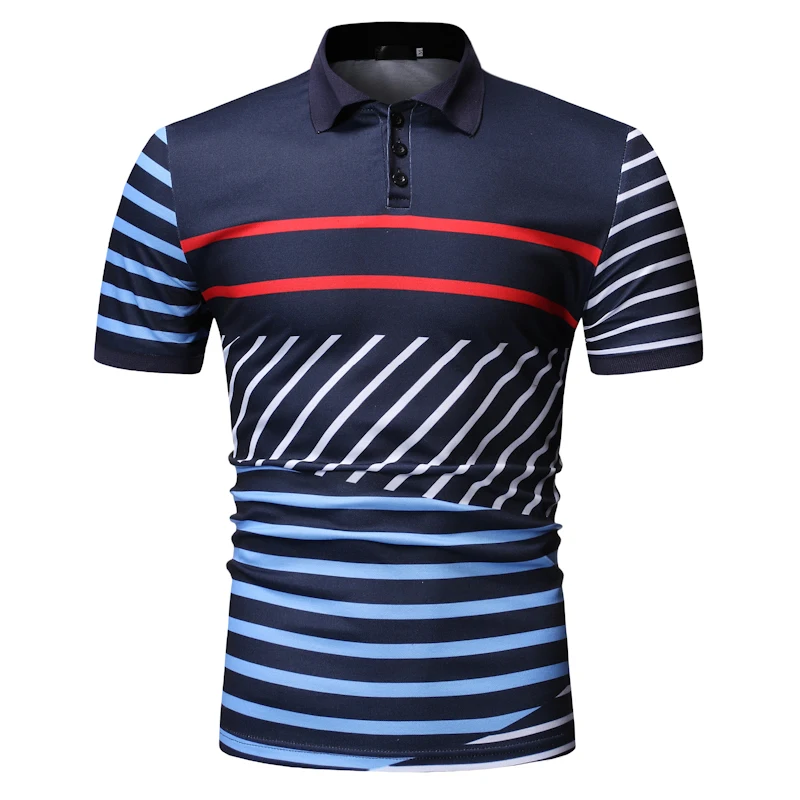 Мужская рубашка поло Летняя Повседневная Деловая Camisa Polo Contrant цвет короткий рукав поло Hombre Мужская s одежда m-xxxl - Цвет: T541-Navy