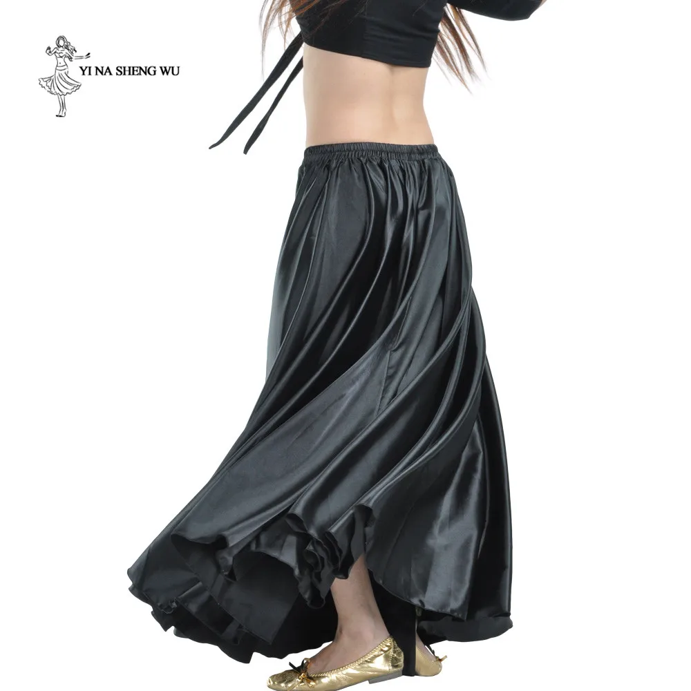 Взрослые женские костюмы для танца живота, длинная танцевальная юбка, Дамская цветная юбка для танца живота, большая юбка для танцев, одежда для цыганских танцев - Цвет: Black