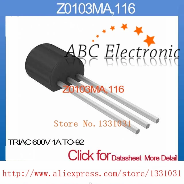 Z0103MA 116 TRIAC 600V 1A TO-92 1 NEW Semiconductors 0103MA Z0103M 11 |