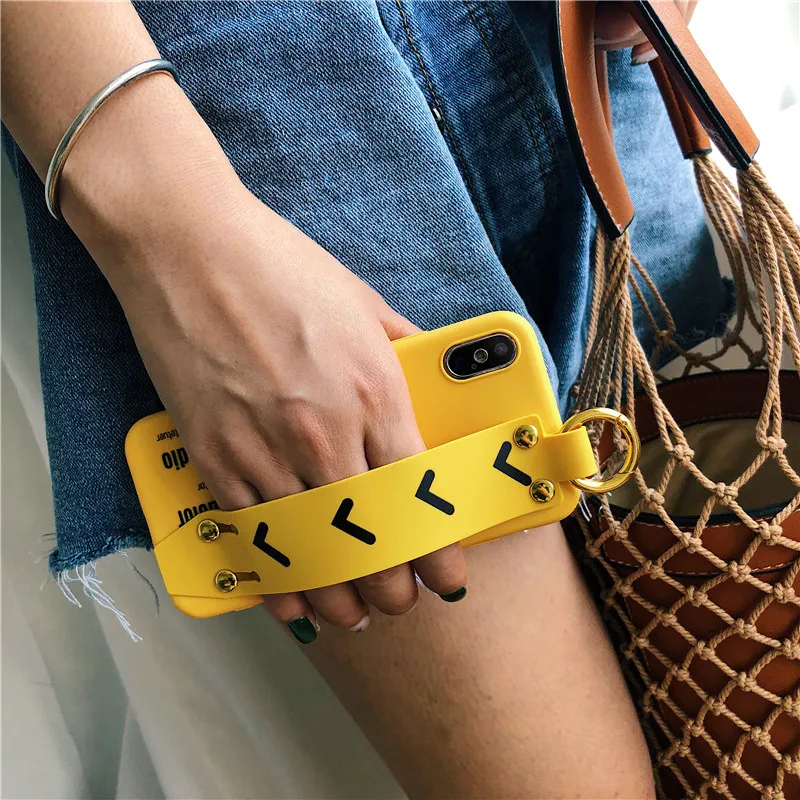 LUDI Yellow Hand Grip Phone Case For iPhone X 6 7 8 Plus Cover Shockproof Soft Silicone Back Case For iPhone 6S 7 8 Fundas Capas02_