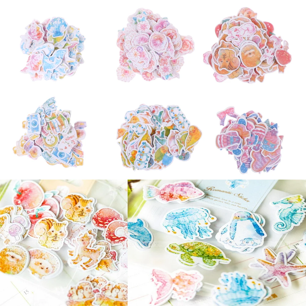 

Cute Fresh Watercolor 3D Sticker Creative Hand Account Diary DIY Photo Album Decoration Paper Sticker 70 Pcs/bag