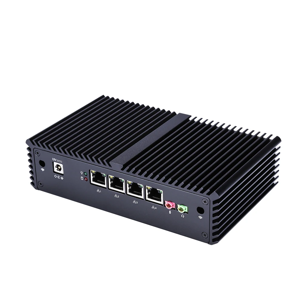  Free Shipping Fanless Mini PC Celeron 3205U/Core i3/Core i5 4 Intel LanUsed As A Router/ Firewall/ 