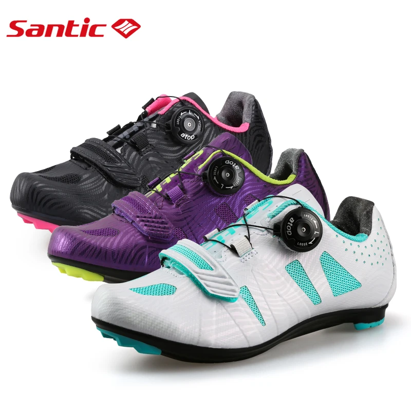 

Santic Women Cycling Road Shoes Lace-up Cycling Athletic Racing Team Bicycle Shoes Breathable Cycling Clothings MTB Shoe LS17006