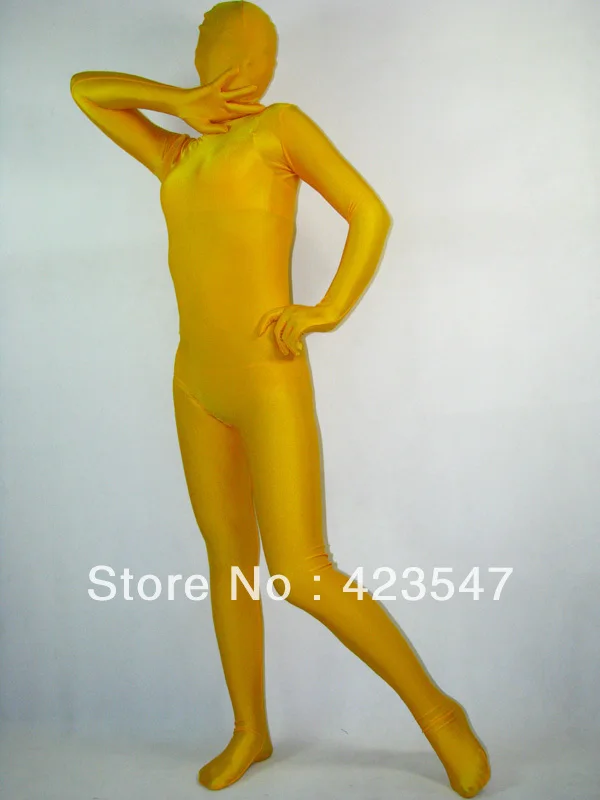 Желтый лайкра зентай костюмы зентай спандекс Колготки зентай, костюмы на Хэллоуин