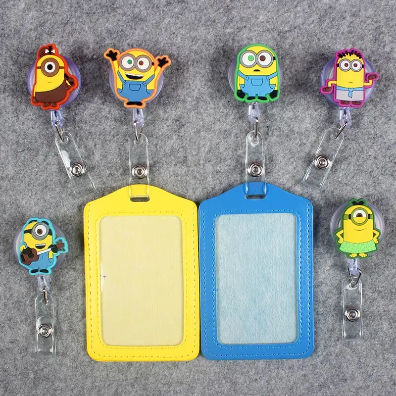 

LittleBoy Yellow Man The Porte Badge Scroll Nurse Reel Scalable Nurse Exhibition Entrance Guard Card ID PU Card Holder For Cards