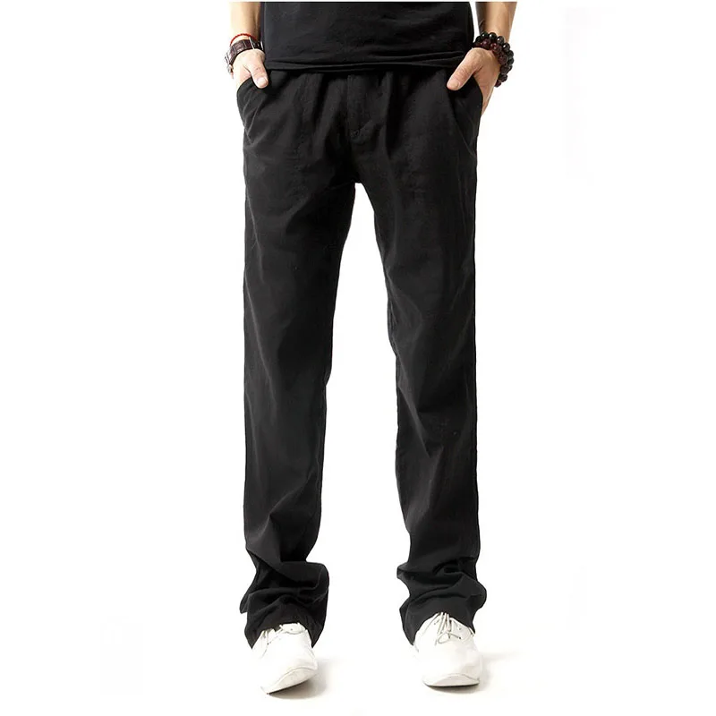 2019 Men's Summer Pants Men Anti-Microbial Healthy Linen Pants Hemp Cotton Casual Pants Breathable Slim Flax Men Trousers CK110