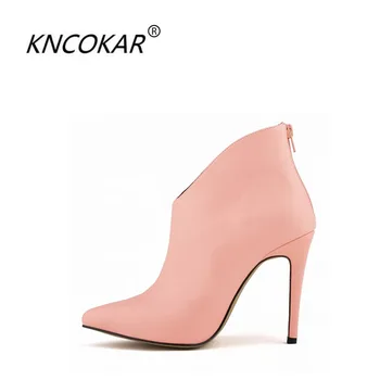 

2017 inferior smooth shoes pointed ultra-high sheet with short boots naked fine Europe and the United States