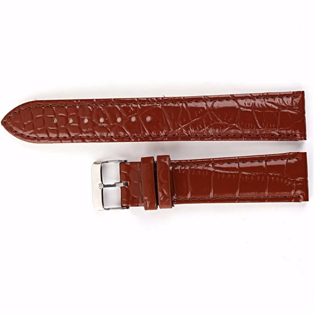 

Brand 18mm Width Brown Genuine Leather Strap Silver Stainless Steel Buckle Wrist Men's Replacement Quality Watch Band / WB1806
