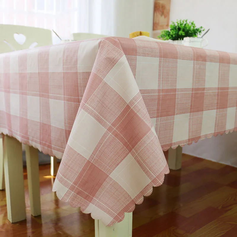Розовая сетчатая скатерть, виниловая, водонепроницаемая, маслостойкая, для защиты рабочего стола, в стиле кантри, покрытие для стола, украшение для кухни, домашний декор