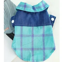 Джинсы футболки для собак высокого качества на весну/лето/Осенняя Одежда для собак Футболка костюм в клетку Комбинезоны для маленьких собак для собачек-Мопсов сумка на плечо сумка из кожи S-XXL футболка для собак T3