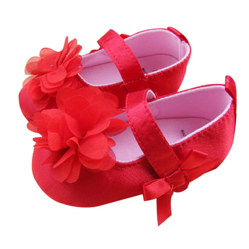

Princess Baby Girls Mary Jane Flower Soft Sole Crib Shoes First Walkers