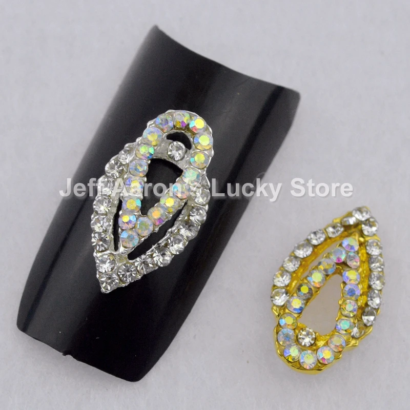 

5PCS metal 3d glitter nail art decorations rhinestones nails accessories charm jewelry gold silver hollow design