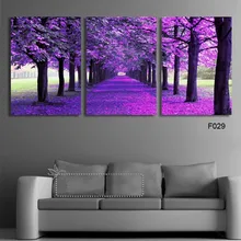 Картины на холсте настенные художественные Рамки HD принты 3 шт. лес фиолетовые деревья картины абстрактный пейзаж Плакаты Декор для гостиной