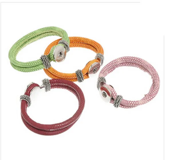 

free DHL mix colors 100pcs/lot Snap Button Bracelet Leather Snap Button Jewelry Diy Personalized Charm Bracelet Jewellry 21cm