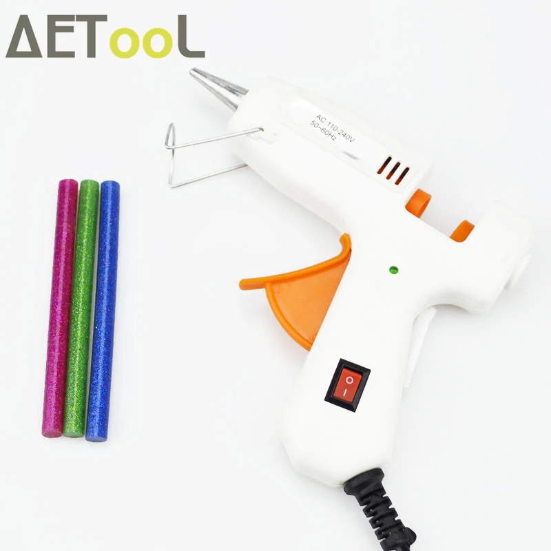 

Professional High Temp Heater 20W Electric Glue Gun EU plug Hot Glue Gun Craft Repair Tool +3Pcs Color Hot Melt Glue Sticks 7MM