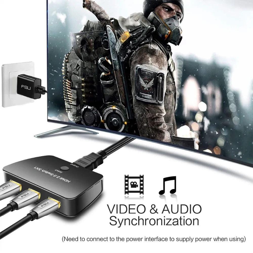 HDMI Switch 3X1 atolla 3 Port HDMI Switcher 2 0 Selector 4K Switch Box High Resolution 4