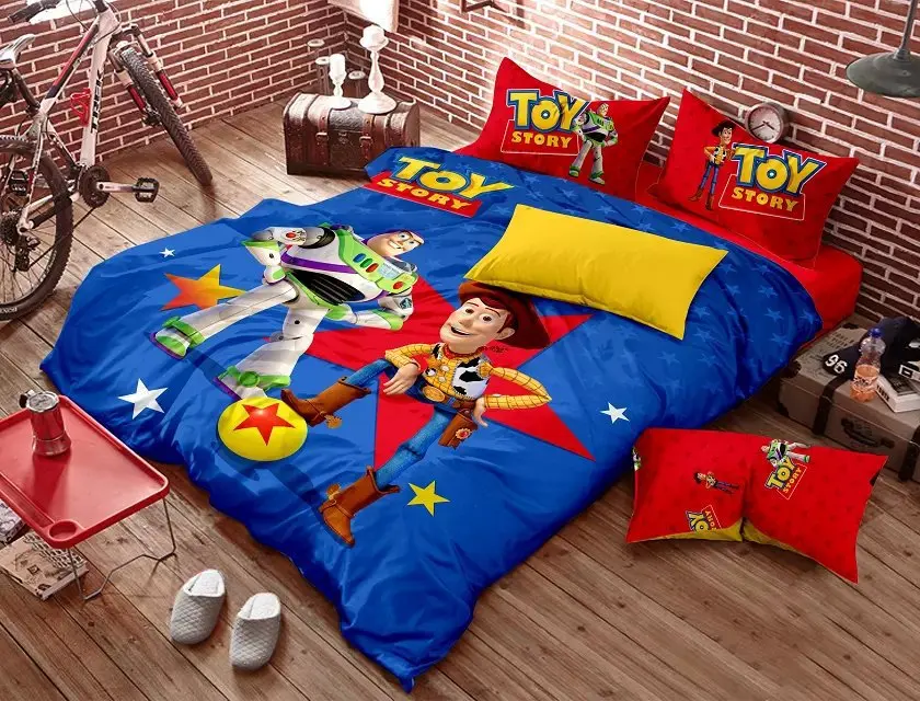 Toy story bedding set kids cartoon queen size doona quilt duvet covers cotton bed sheets linen