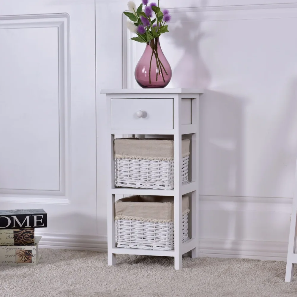 Giantex End Bedside Table Nightstand Chest Cabinet Bedroom Furniture Drawer Baskets Home Furniture HW55513 Giantex End Bedside Table Nightstand Chest Cabinet Bedroom Furniture Drawer Baskets Home Furniture HW55513