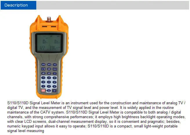 Частота сферы 5~ 870 МГц RY-S110D датчик уровня сигнала кабельное телевидение дБ тестер измерения