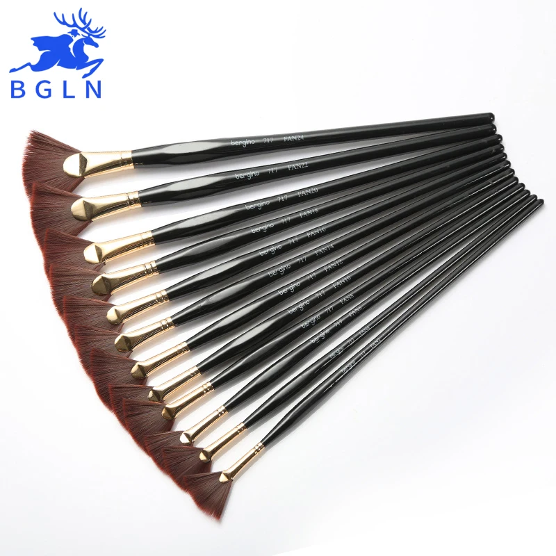 

Bgln Nylon Hair Professional Paint Brush Fan Oil Acrylic Painting Brush Watercolor Pen pincel para pintura Art Supplies 717 766