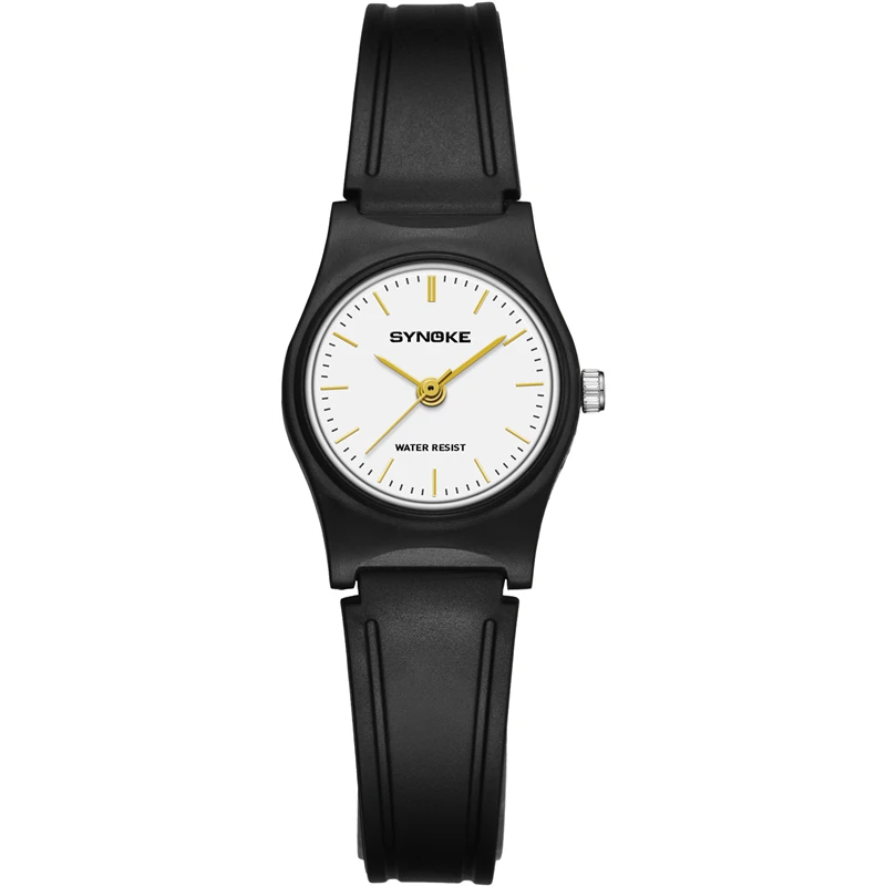 

SYNOKE New Women Fashion Simple Quartz Watches Plastic Band Light Casual Round Waterproof Chic Watches for Womens Girls