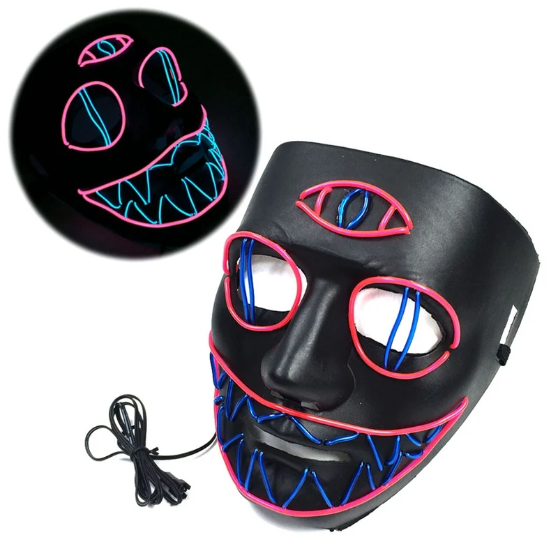Хэллоуин EL Masks три глаза монстр светящиеся маски светящиеся вверх светящиеся страшные крышки головы для Хэллоуина Костюм Аксессуар