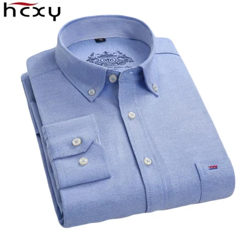

HCXY high quality spring mens casual shirts cotton brand shirt men long sleeve plus size oxford dress shirt camisa masculina