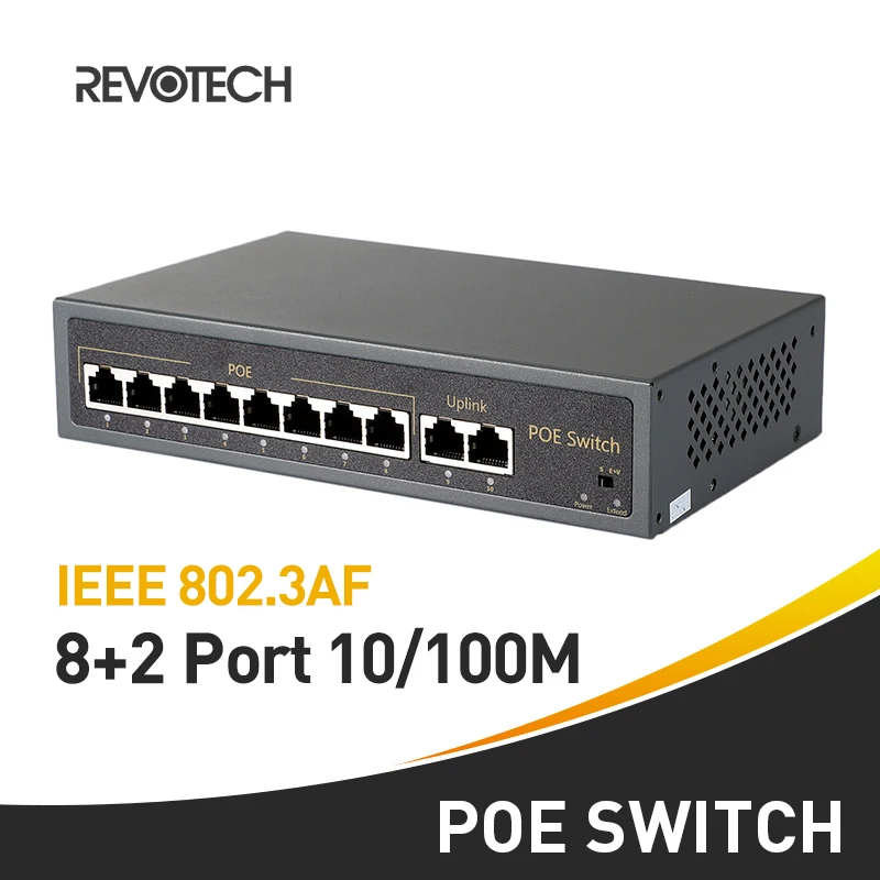 

8+2 8-Port 10/100M IEEE802.3af POE Switch 120W 52V Switch Power over Ethernet for IP Camera System Network Switch