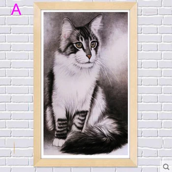 

DIY 5D Diamond Embroidery Painting Animal Cats Full Mosaic Round Rhinestone Painting Cross Stitch Living Room Decorative YZ579