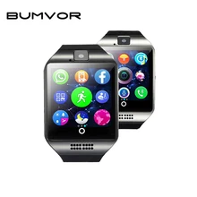 BUMVOR Free shipping Q18 Passometer Smart watch with Touch Screen camera TF card Bluetooth smartwatch for Android IOS Phone