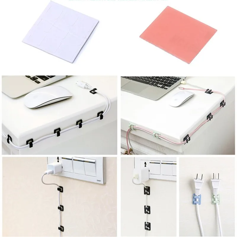 18 Pcs متعددة الأغراض مشابك كابلات الذاتي الشائكة شاحن يو اس بي المشبك سيارة مكتب سلك السحابة الهاتف خط التعادل المثبت الأبيض/الأسود