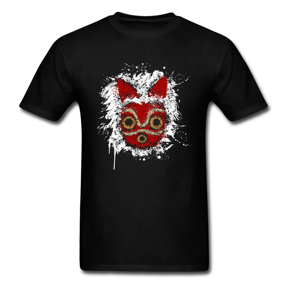 

Man T-shirts Mononoke T Shirt Forest Princess Mask Print Tops Vintage Anime Tees Guys Japan Style Clothing Cotton Fabric Red