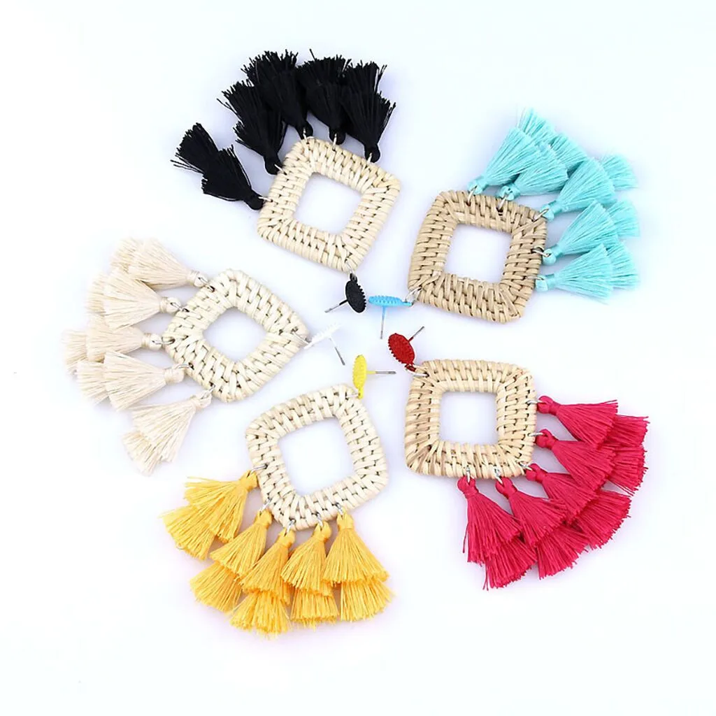 

Zerotime #H5 2019 NEW FASHION Bohemian Retro Handmade Rattan Woven Tassel Earrings Ladies Jewelry Free Shipping