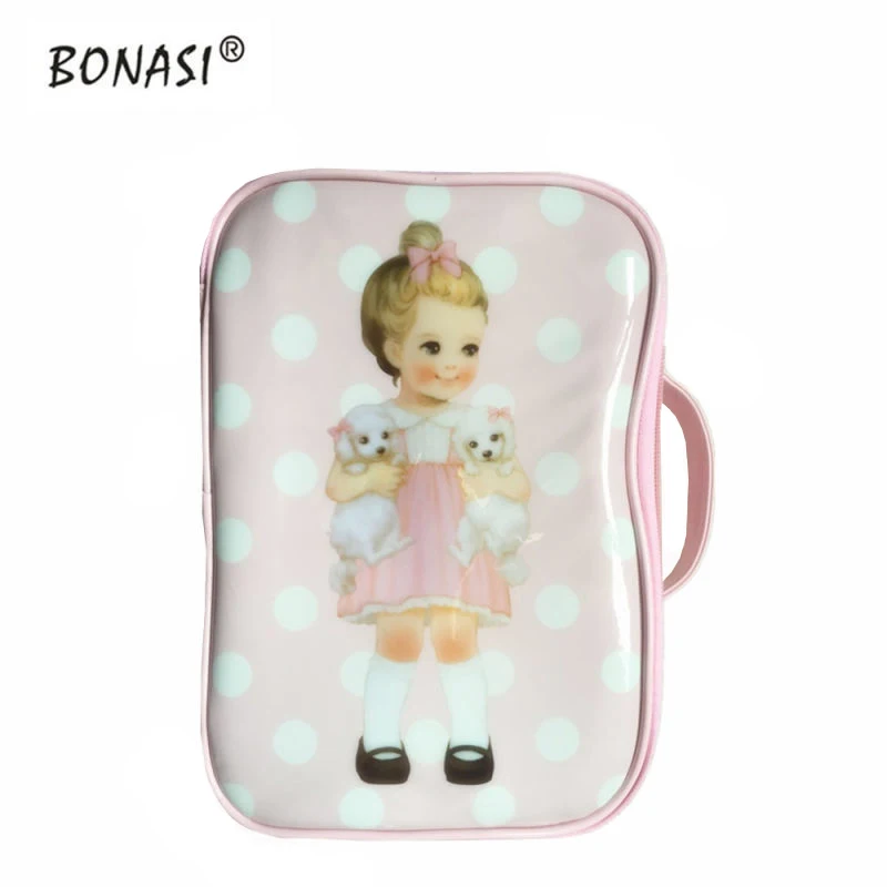 

2019 Cartoon Doll Mate Girls Design Waterproof Storage Bag Travel Toiletry Bag Leather Make up Cosmetic Bag Wash Bag