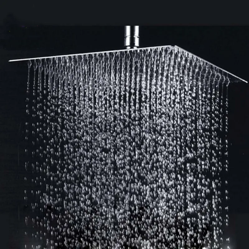 

Multiple Sizes Options Retail Polished Chrome Finish Bathroom Square Rain Shower Head Ceiling Wall Top Sprayer 4/6/8/10/12 Inch