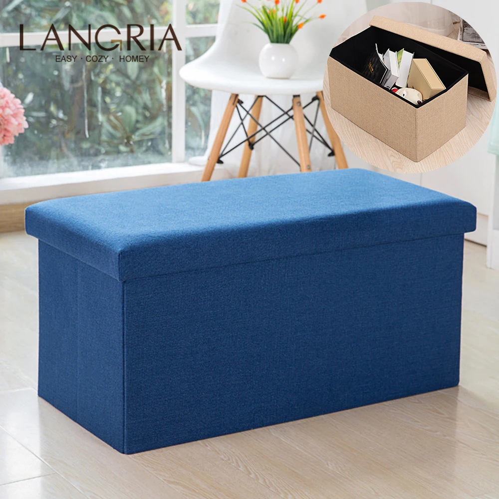 

Household Portable 110L Storage Box Sofa Comfortable Chair Sofa StoolS Ottomans Pouf Storage Poef Foot Stool 5 Colors Furniture