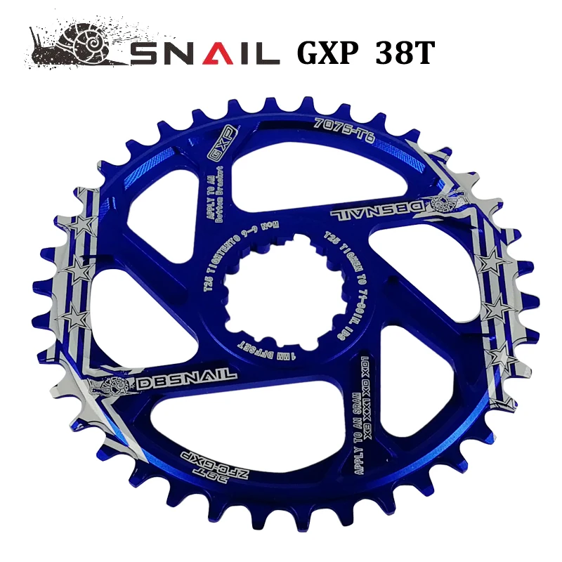 SNAIL GXP 7075 MTB велосипедная шатунная пластина 38 т узкий широкий лоток Запчасти для велосипедов, изготовленные на станках с ЧПУ чудаки MTB применяются к sram x9 xx1 xo xo1 шатун