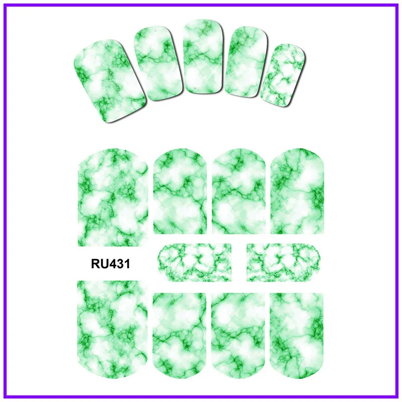 Наклейка на ногти водная наклейка слайдер цветок красочные мраморный камень абстрактный узор RU427-432