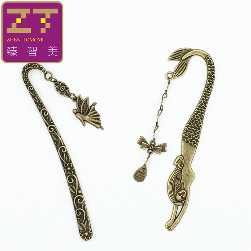 

2018 Hot Fashion Vintage Retro Bijoux Pattern Angel And Mermaid Bookmarks Beaded Crystal Bow Earring Jackets For Women Jewelry