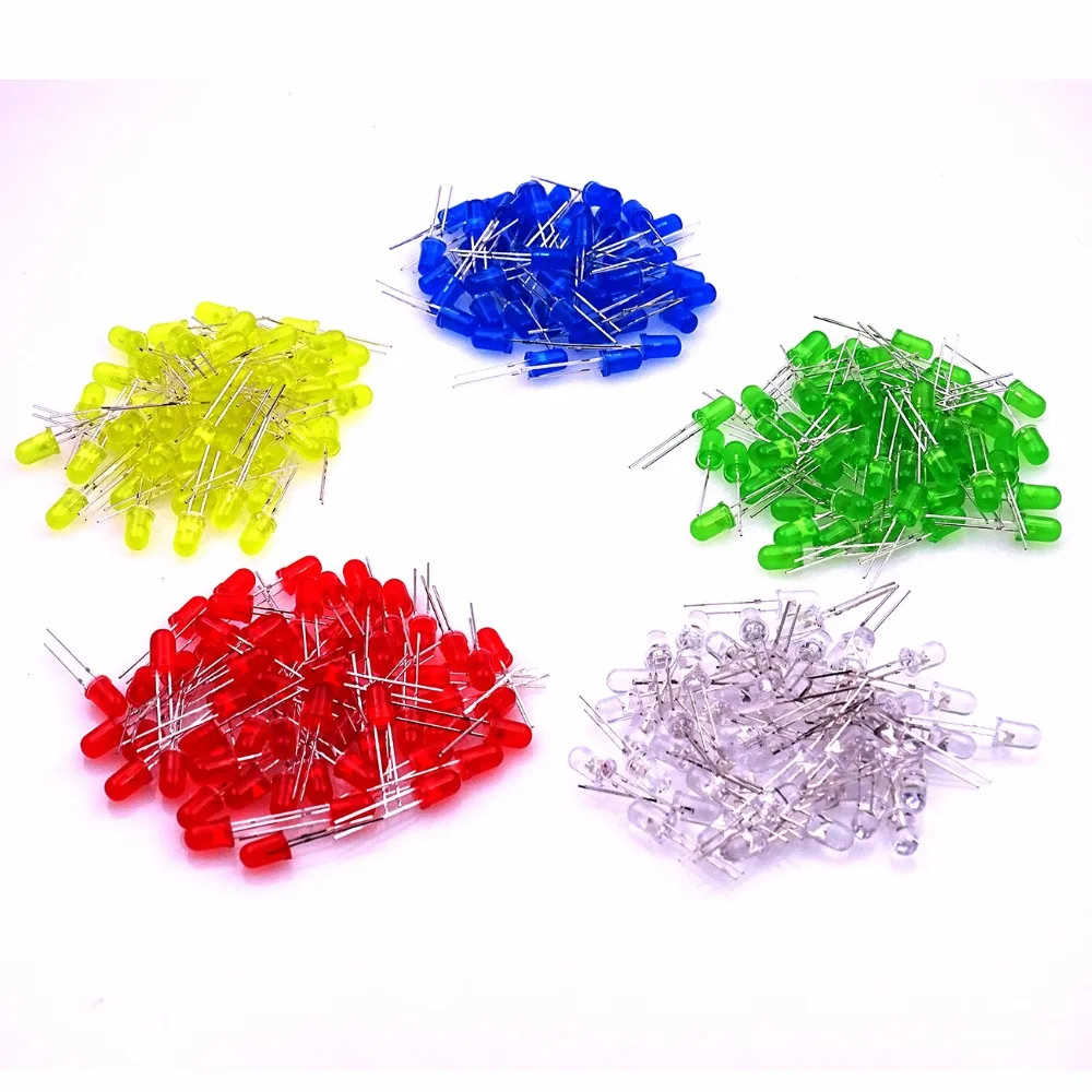 

100pcs 5mm LED Diode Assorted Kit White Red Green Blue Yellow DIY LED Light