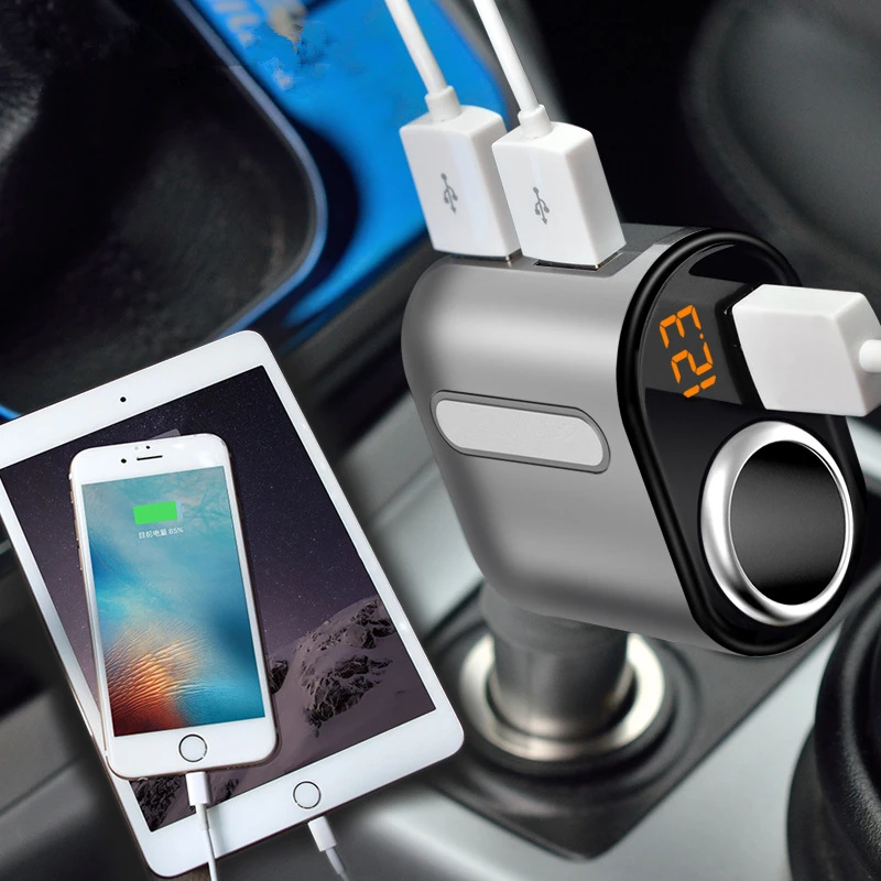 1 Piece Car Phone Charger Cigarette Lighter Adapter Plug 3 in 1 Multi functional 3 USB Charger