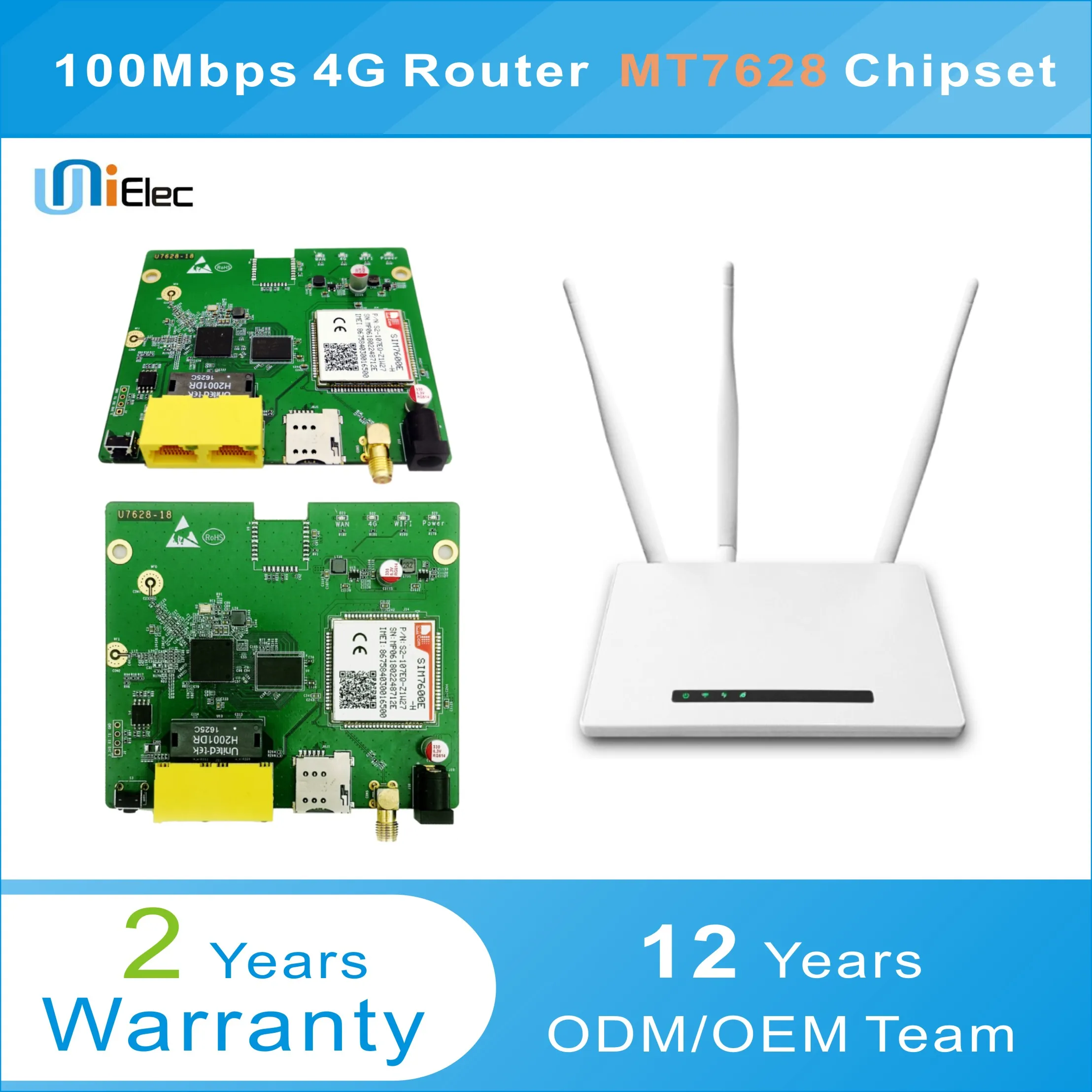 

MTK MT7628 2.4G WIFI 2T2R 4G LTE Router OpenWrt MT7628N Chipset PCBA ODM OEM Low Cost Custom Sim Card Board