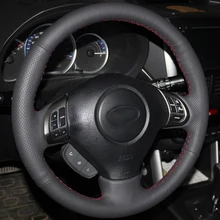 Free Shipping High Quality cowhide Top Layer Leather handmade Sewing Steering wheel covers protect For Subaru Forester